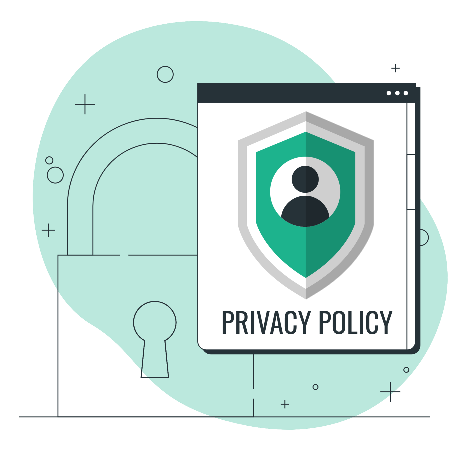 a screen shot of a computer screen with a shield and a person in the middle