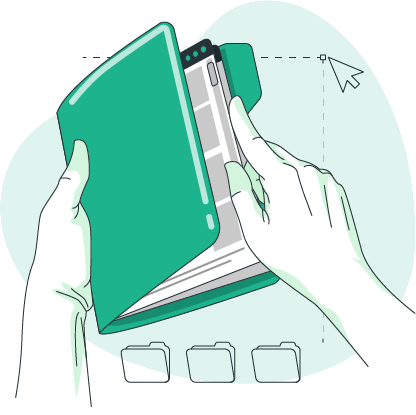 hands holding a green folder