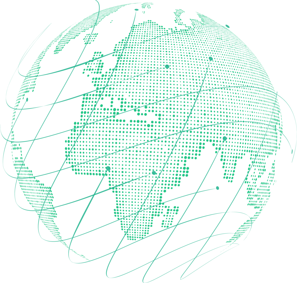 a green dotted world map