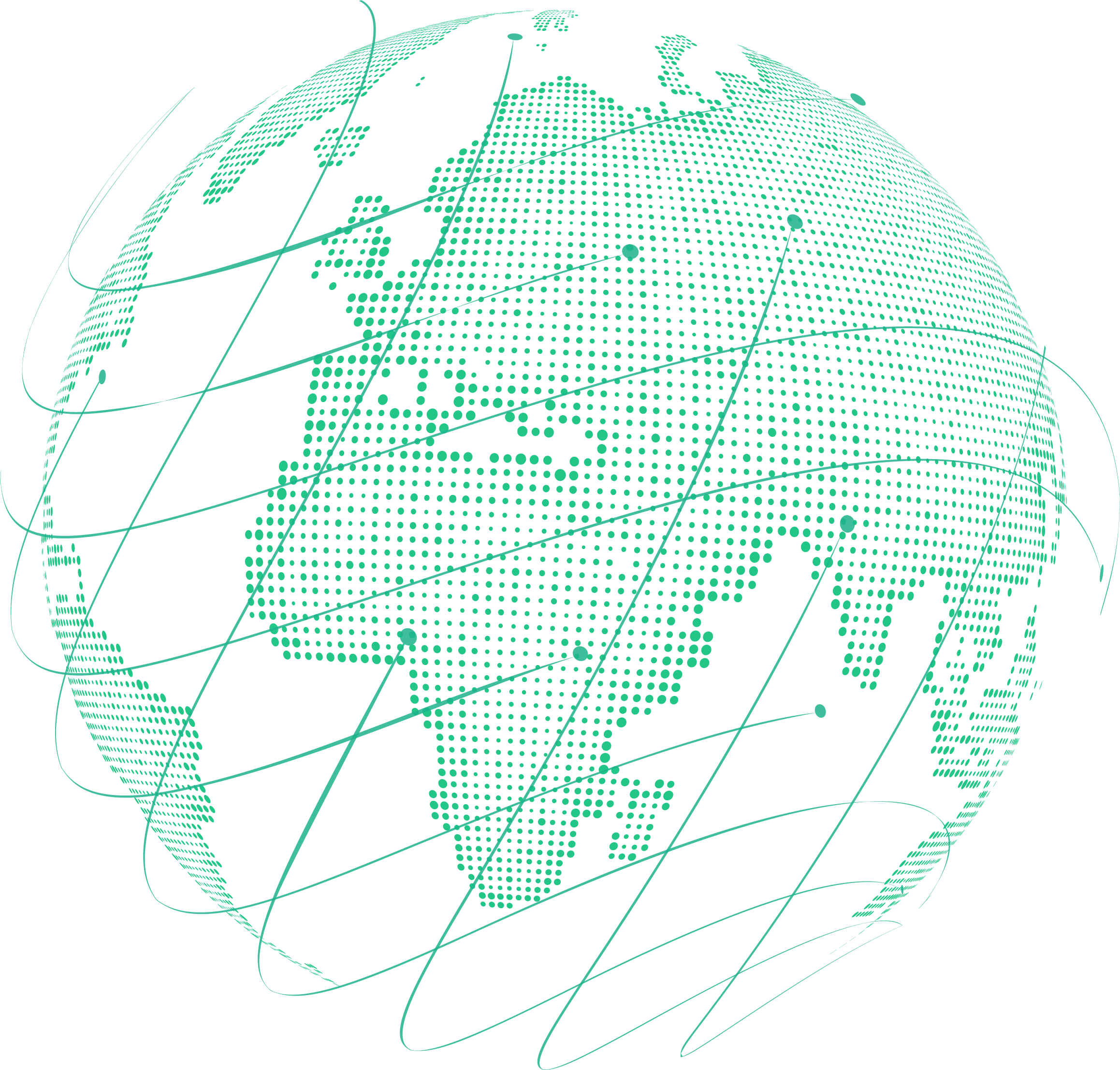 a green dotted world map